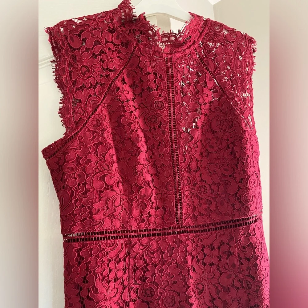 NWT Bardot Lace Cut Out Sleeveless Dress - Red - Picture 5 of 6